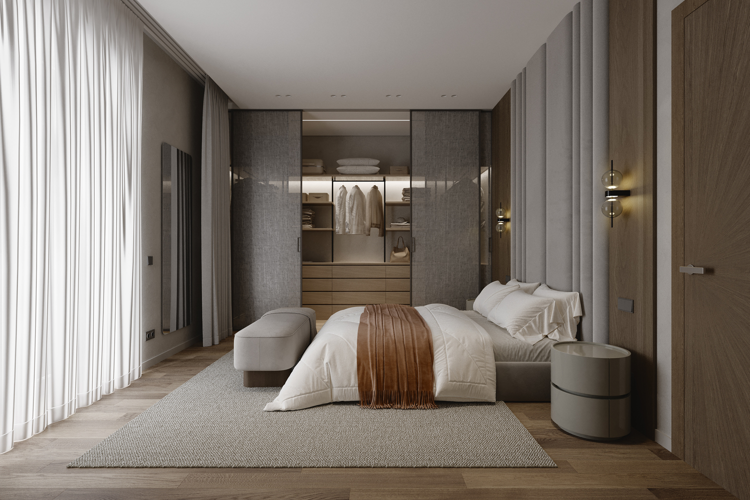 кухня гостиная, встроенная мебель, дизайн минимализм 